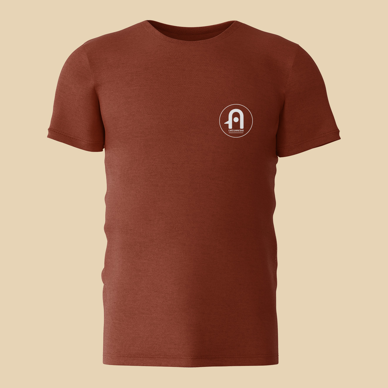 Brand Identity - T-Shirt front mockup with logo printed on breast.