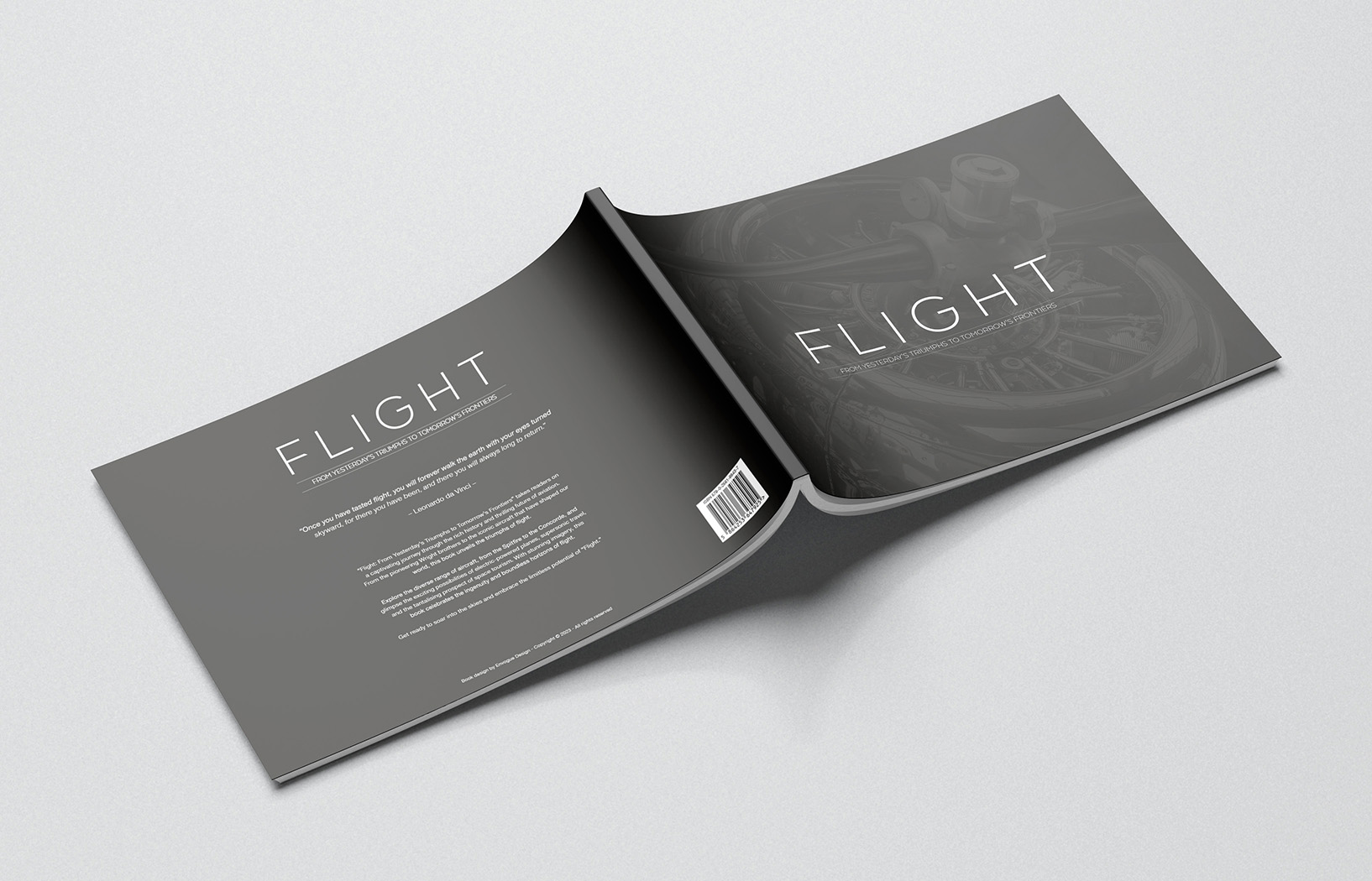 Book Design - Publication - Mockup of outside covers of a book about aviation.
