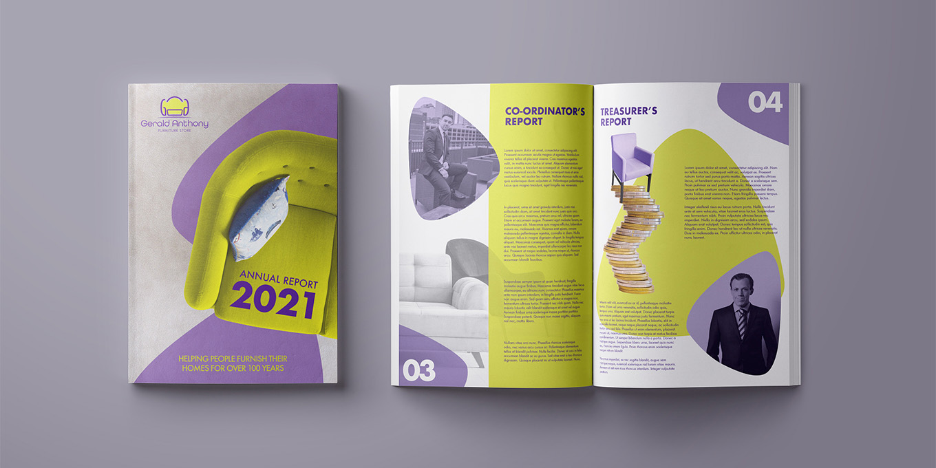 Editorial - Publication - Mockup of annual report inside pages.