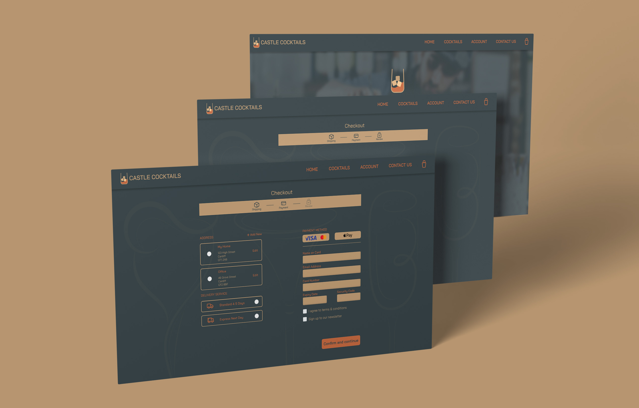 Web Design - UI UX Design - Mockup of a website for a cocktail delivery business.